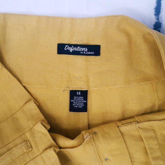 Definitions, Linen Paperbag Pants, Yellow, 14 - Picture 6 of 8